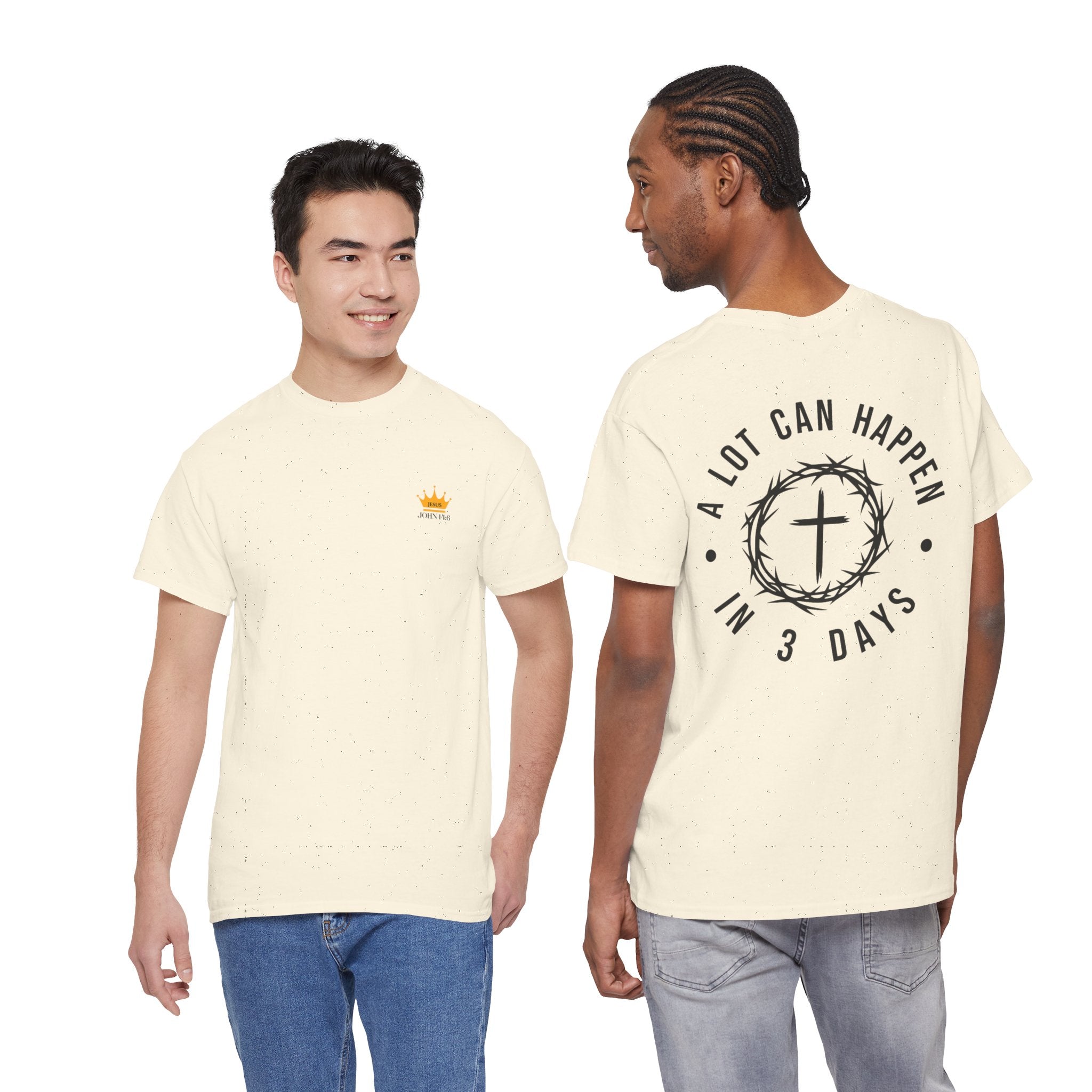 Christian T-Shirt: A lot can happen in 3 days, Faith-Based Apparel