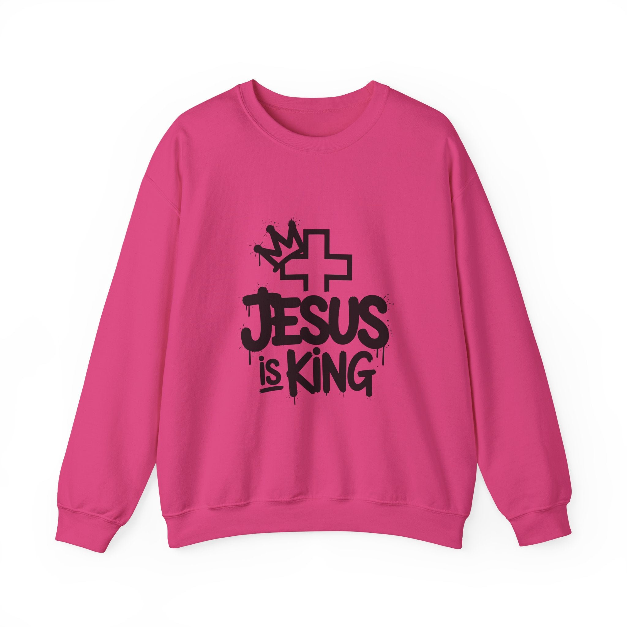 Christian Sweatshirt - Jesus is King Illustrated Design, Cozy Bible Verse Apparel for Faith