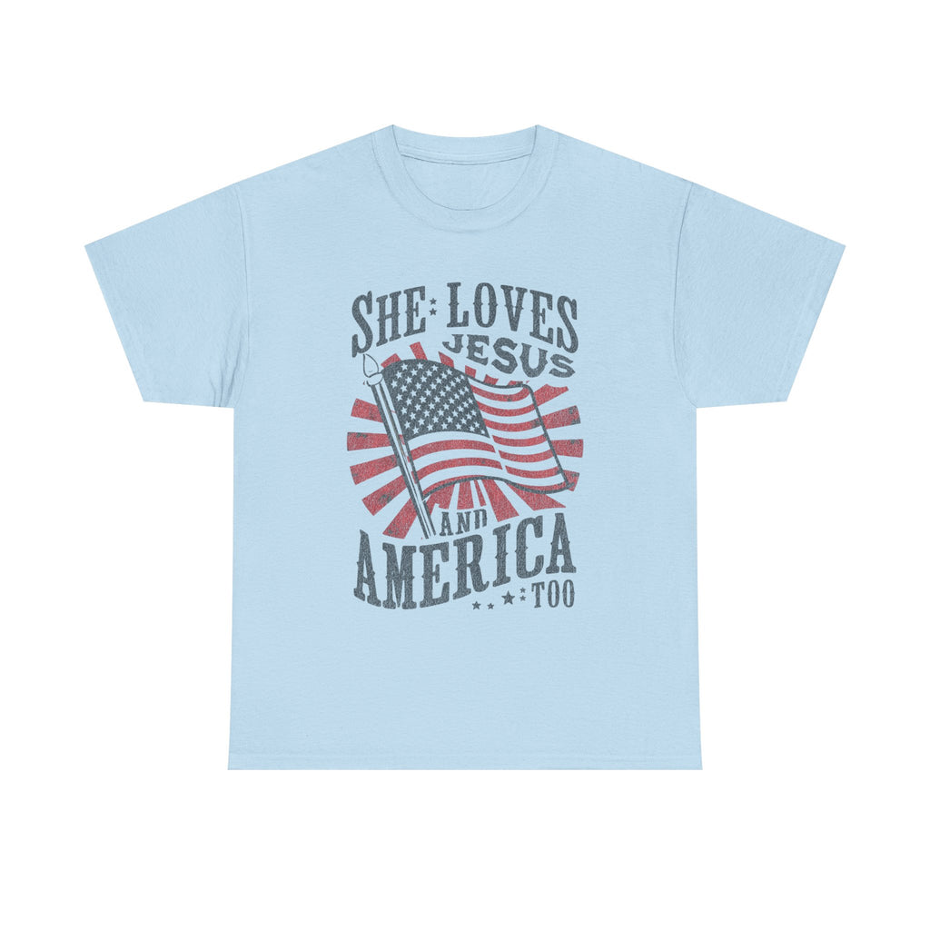 Christian T-Shirt: She loves Jesus and America, Faith-Based Apparel