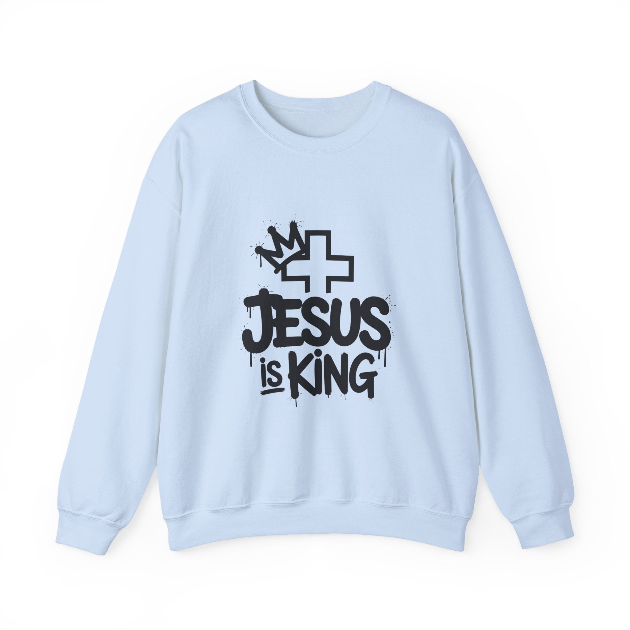 Christian Sweatshirt - Jesus is King Illustrated Design, Cozy Bible Verse Apparel for Faith
