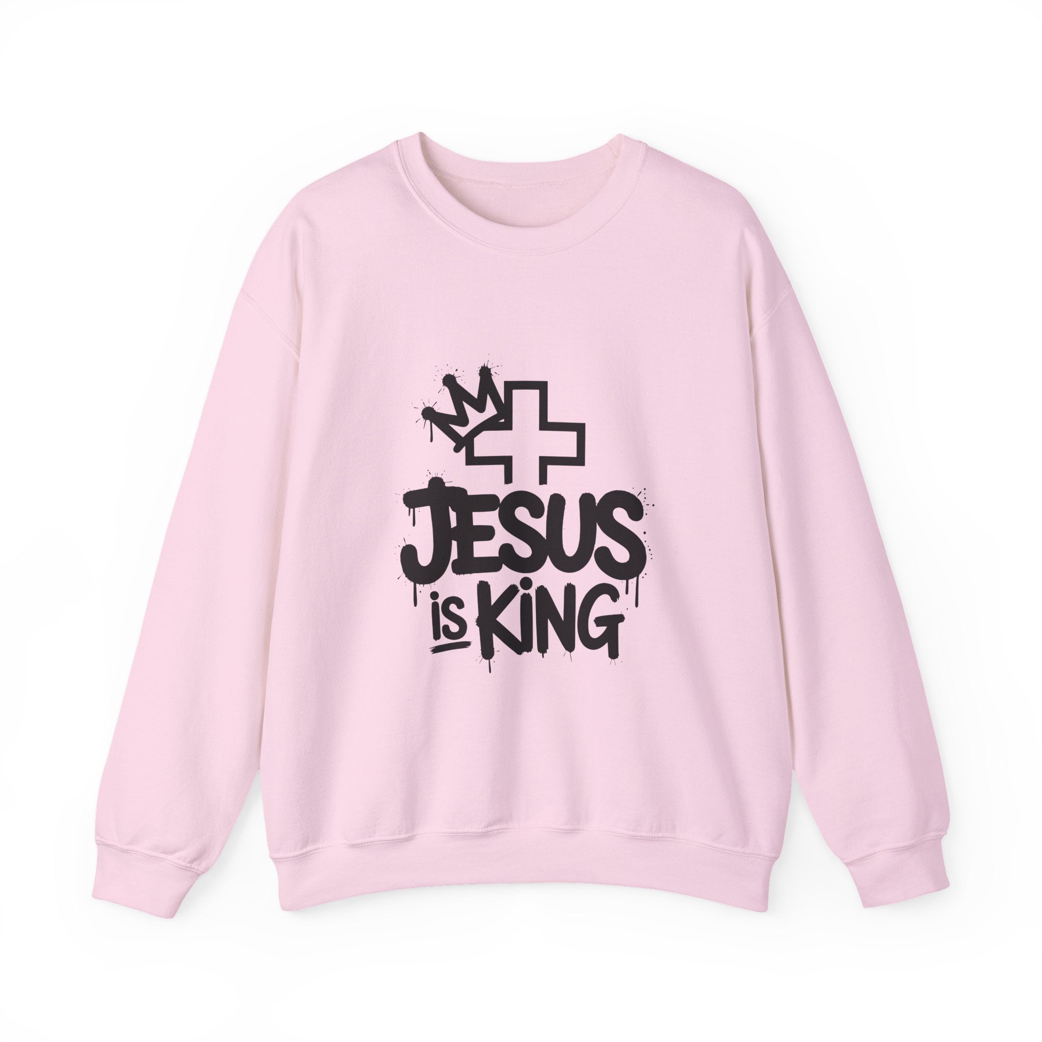 Christian Sweatshirt - Jesus is King Illustrated Design, Cozy Bible Verse Apparel for Faith