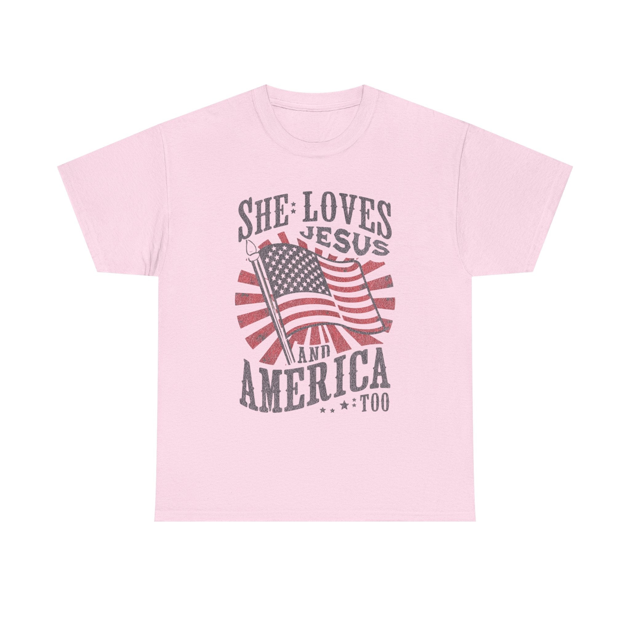 Christian T-Shirt: She loves Jesus and America, Faith-Based Apparel