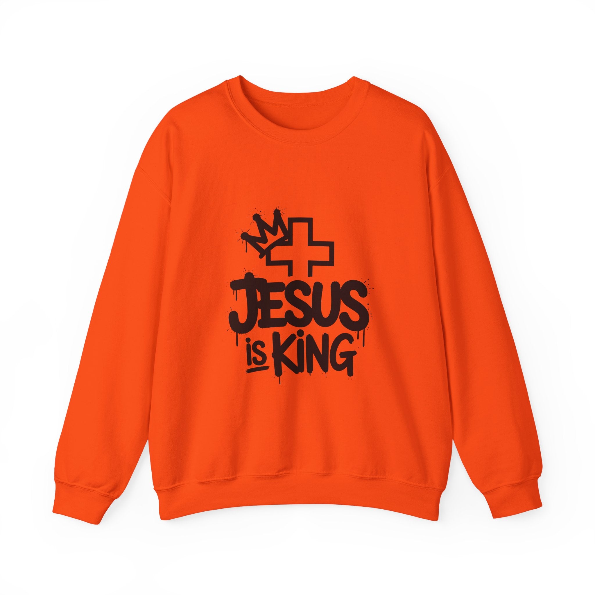 Christian Sweatshirt - Jesus is King Illustrated Design, Cozy Bible Verse Apparel for Faith