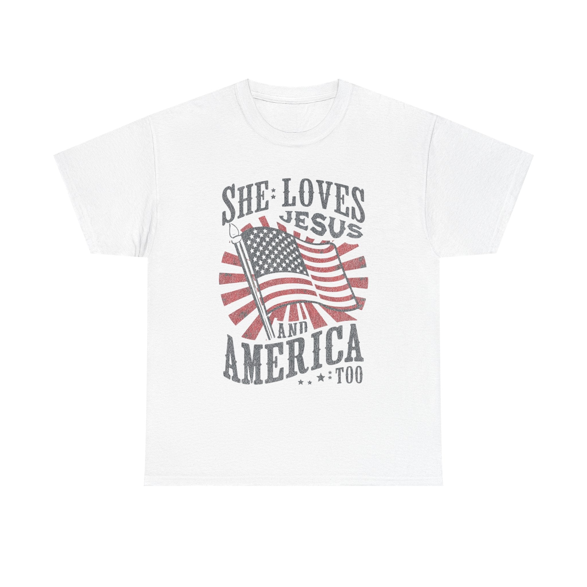 Christian T-Shirt: She loves Jesus and America, Faith-Based Apparel