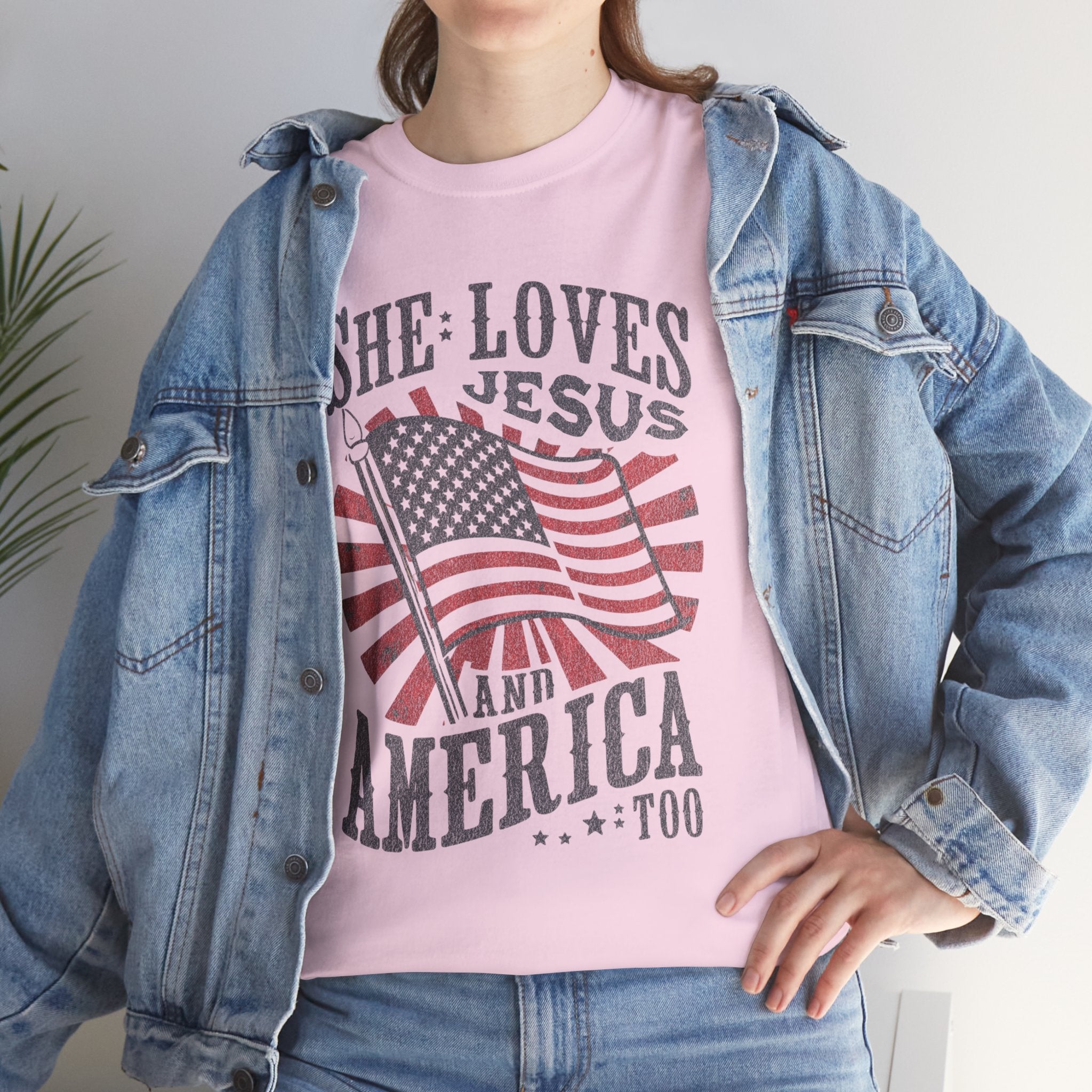 Christian T-Shirt: She loves Jesus and America, Faith-Based Apparel