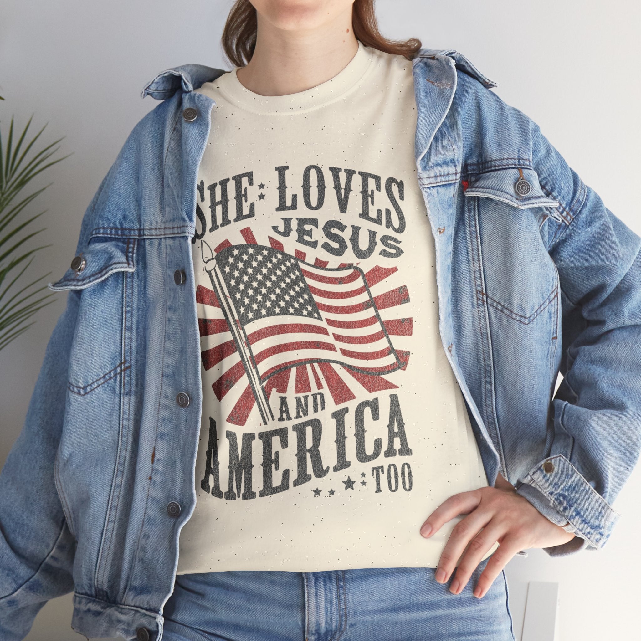 Christian T-Shirt: She loves Jesus and America, Faith-Based Apparel