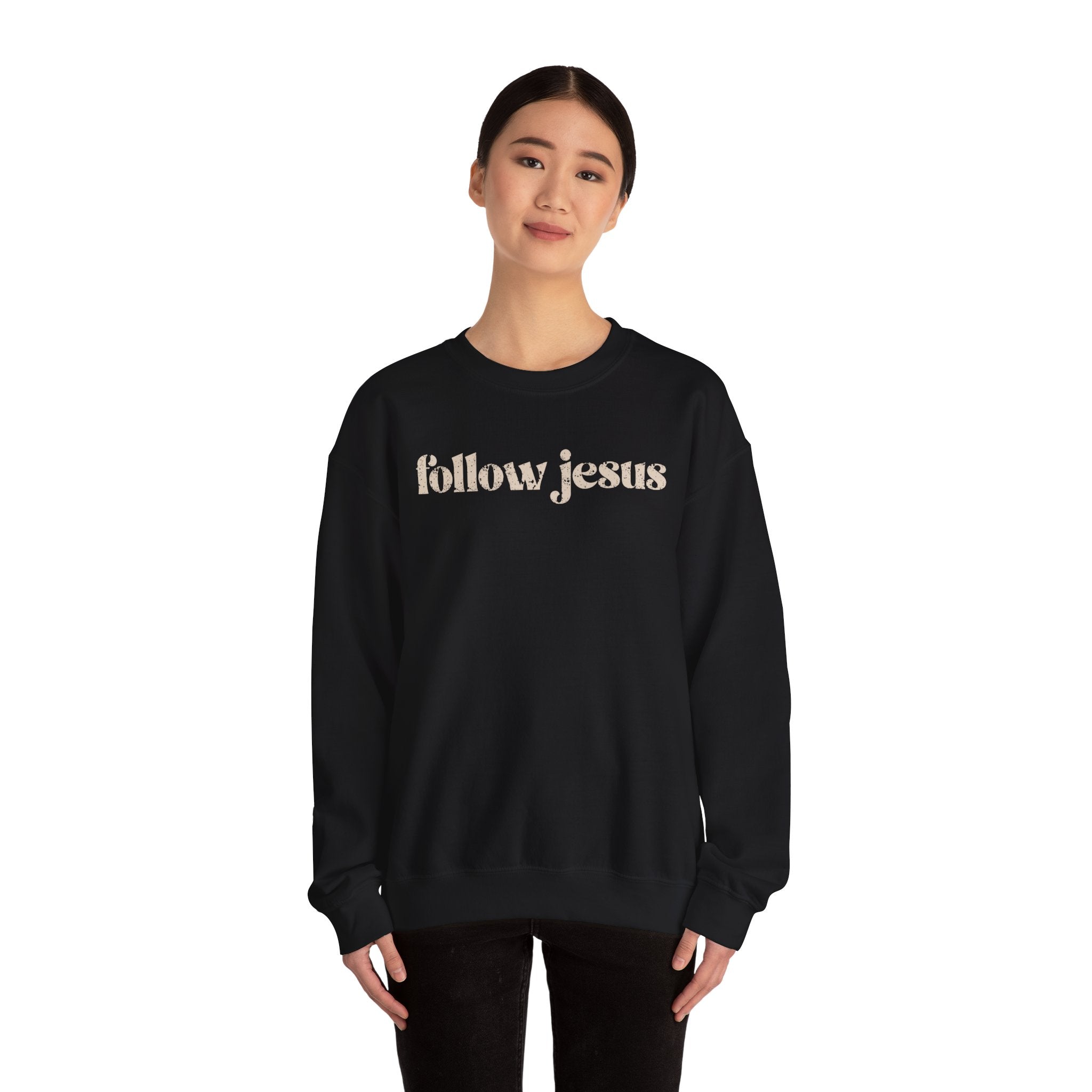 Christian Sweatshirt - Follow Jesus, Cozy Bible Verse Apparel for Faith