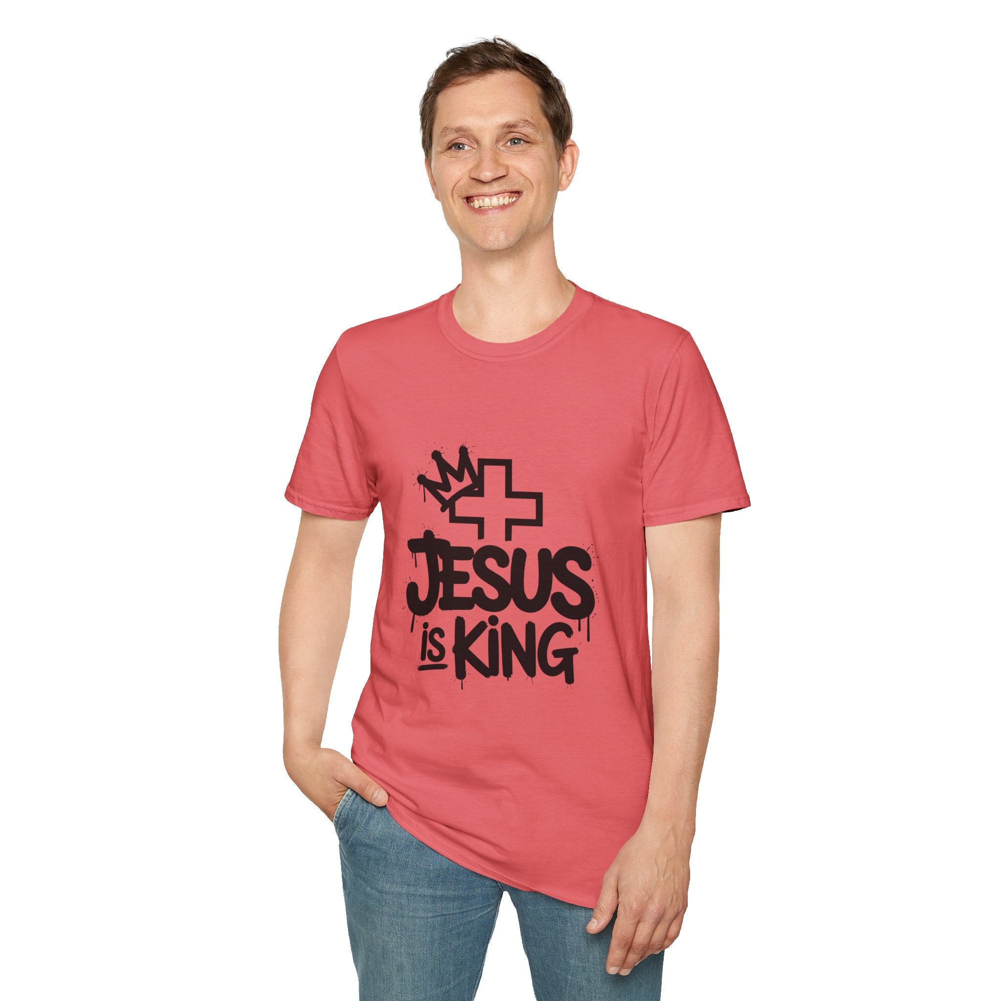 Christian T-shirt: Jesus is King Illustrated Design, Christian Apparel, Faith Based