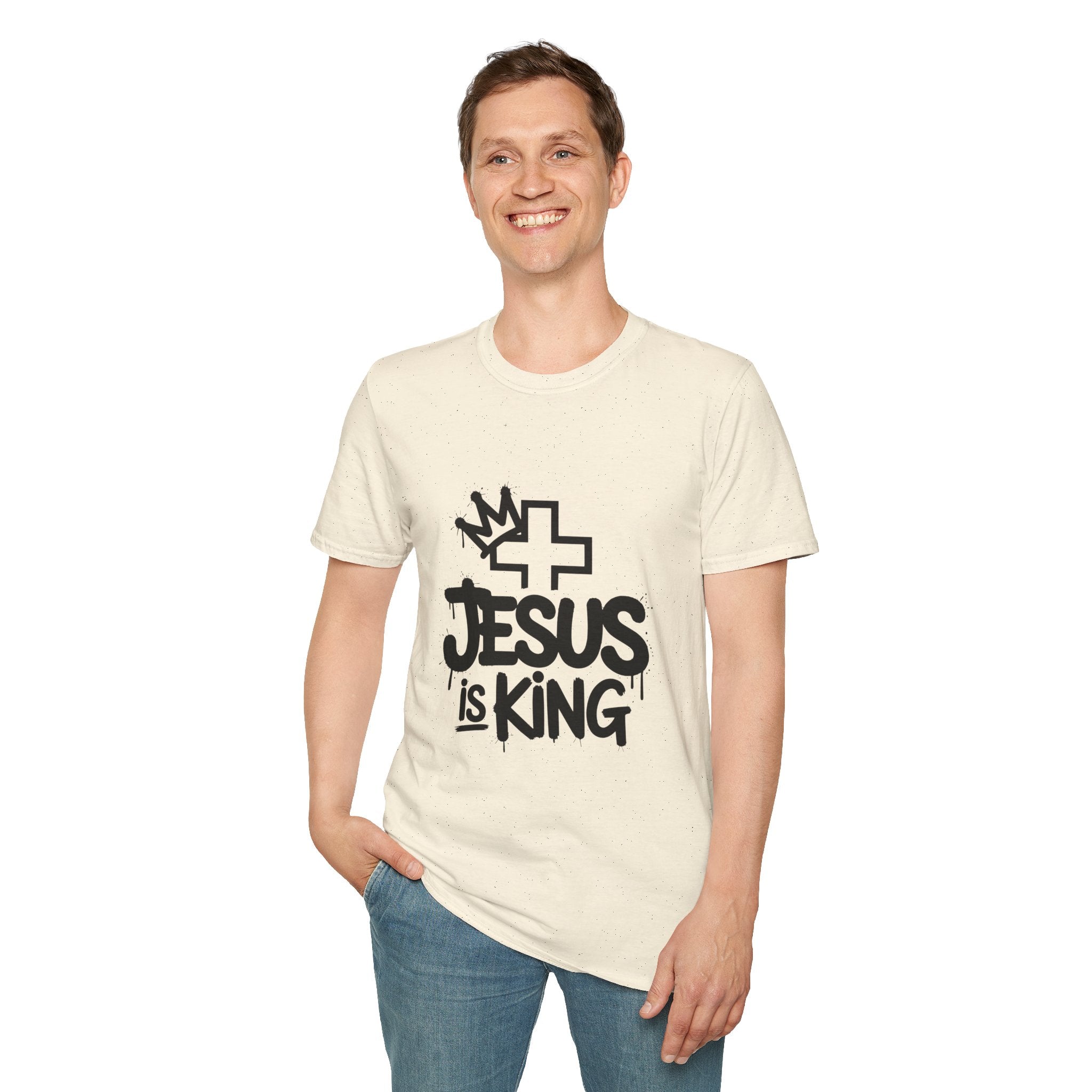 Christian T-shirt: Jesus is King Illustrated Design, Christian Apparel, Faith Based